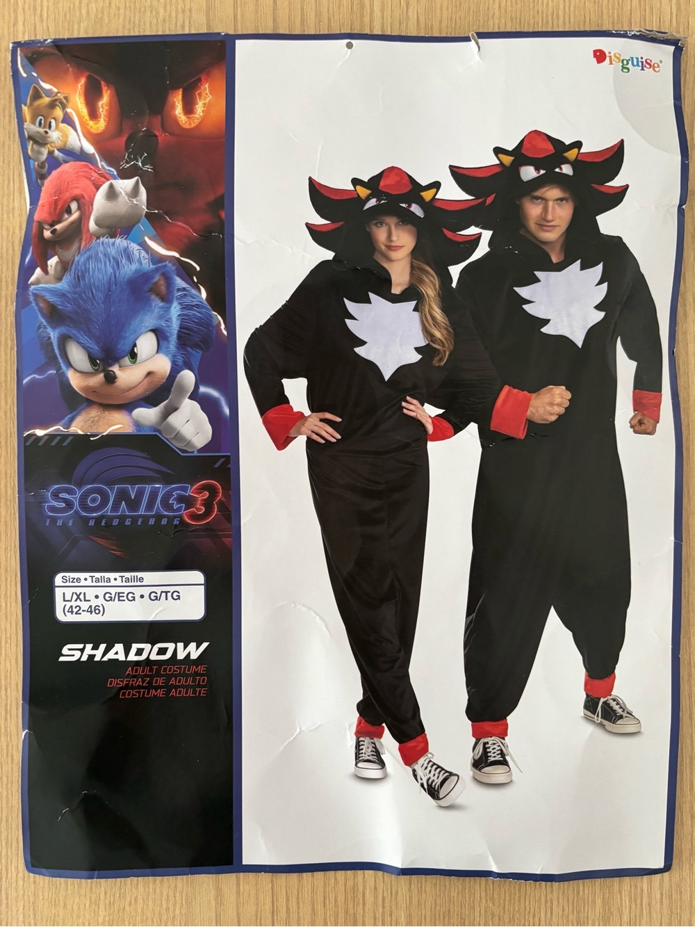 Disguise Sonic the Hedgehog 3 Shadow Hooded Jumpsuit Costume Adult Size L/XL